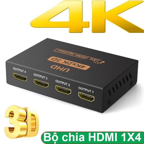 Bộ chia hdmi 1 vào 4 ra hỗ trợ full hd1080i, 1080p, 2k, 4k, uhd, 3d