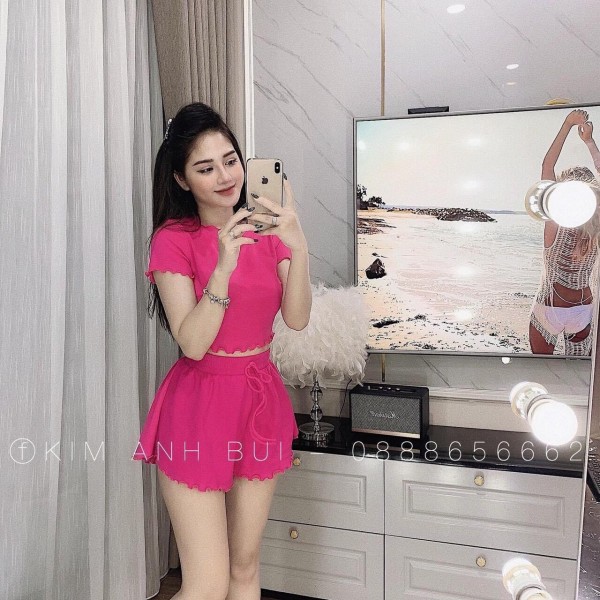 [FREE SHIP] Sét bộ thun short croptop vải borip siêu mát siêu xinh TTSLA0126