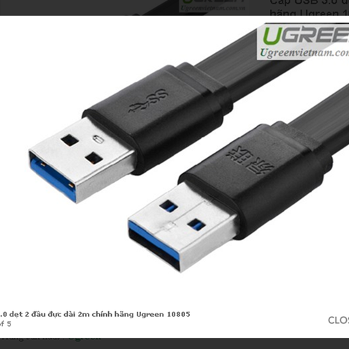 Cáp usb 3.0 dẹt 2 đầu đực dài 2m chính hãng ugreen 10805