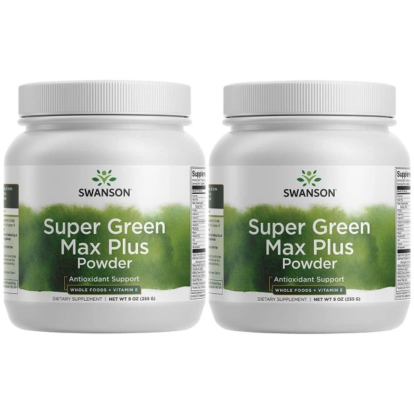 Swanson Super Green Max Plus 9 Ounce (255 g) Pwdr 2 Pack