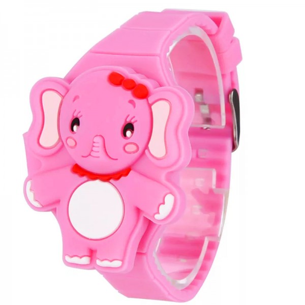 [HCM]Đồng hồ đèn LED cho bé gái hình chú voi cute dây silicon xinh xắn BBShine  – DH007