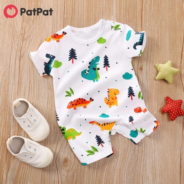 Bộ áo liền quần tay ngắn PatPat họa tiết hình khủng long dễ thương dành cho bé trai từ 0-18 tháng tuổi-Z - INTL