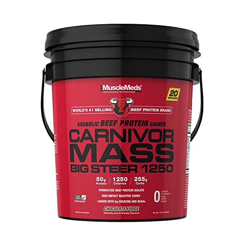 MuscleMeds Carnivor Mass Chocolate Big Steer 1250 Bucket, 15 Lb