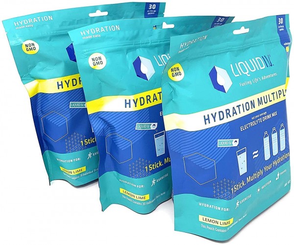 Liquid I.V. Hydration Multiplier,Electrolyte Drink Mix 30 Stick Packs, Lemon Lime (Pack of 3)