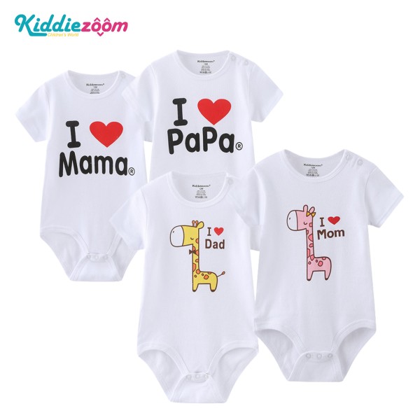 Kiddiezoom set 2 bộ quần áo liền thân cotton mềm mại kèm họa tiết xinh xắn cho bé sơ sinh từ 0-12 tháng - intl