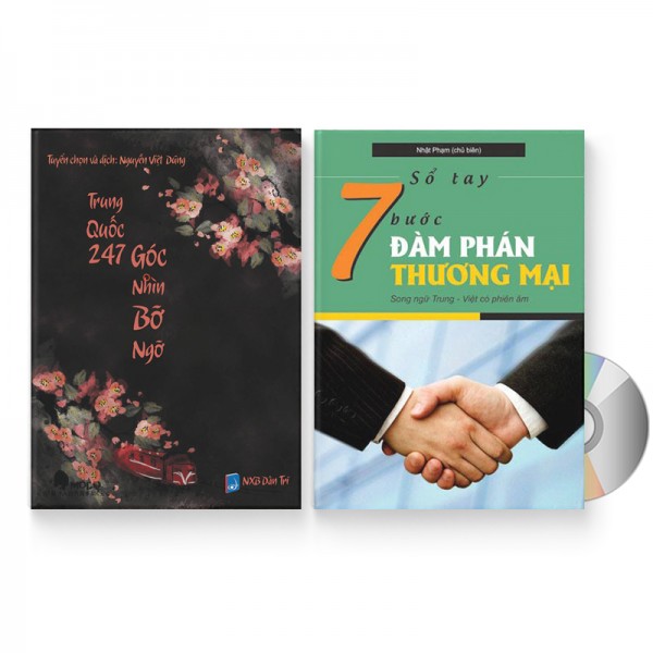 Combo 2 sách Trung Quốc 247 Góc nhìn bỡ ngỡ Song ngữ Trung - Việt có Pinyin  Sổ tay 7 bước đàm phán thương mại  DVD quà tặng