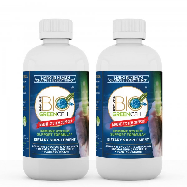 Immune Bio Green Cell - 8 oz, 2 Pack - Immune System Support - Includes Vitamin C, Carqueja, Rosemary & Broadleaf Plantain - Non-GMO, Vegan & Glute...