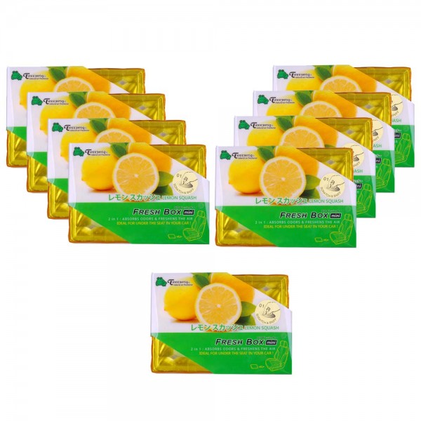 9 Packs TreeFrog FRESH BOX MINI (aka Xtreme Fresh Mini) Lemon Squash Scent Premium JDM Air Freshener