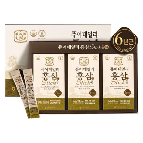 [Gangwoninsam] Korean Red Ginseng Extract Pure Daily Stick 30 Count – Contains 6 Year Korean Red Ginseng Extract, Korean Food, Individually Package...