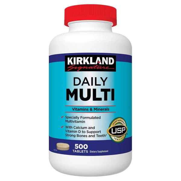 Kirkland Signature Daily Multi Vitamins & Minerals Tablets EIzDnG, 500 Count Bottle (2 Pack)