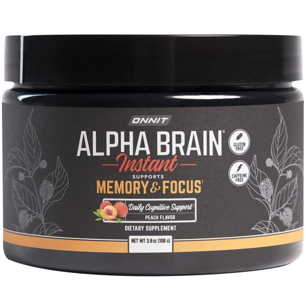 ONNIT Alpha Brain Instant - Peach Flavor - Nootropic Brain Booster Memory Supplement - Brain Support for Focus, Energy & Clarity - Alpha GPC Cholin...