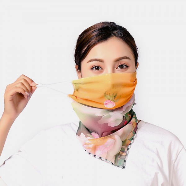 Women Breathable Printing Masks Ear-mounted Neck Protection Sunscreen Scarf Anti-UV Bandana