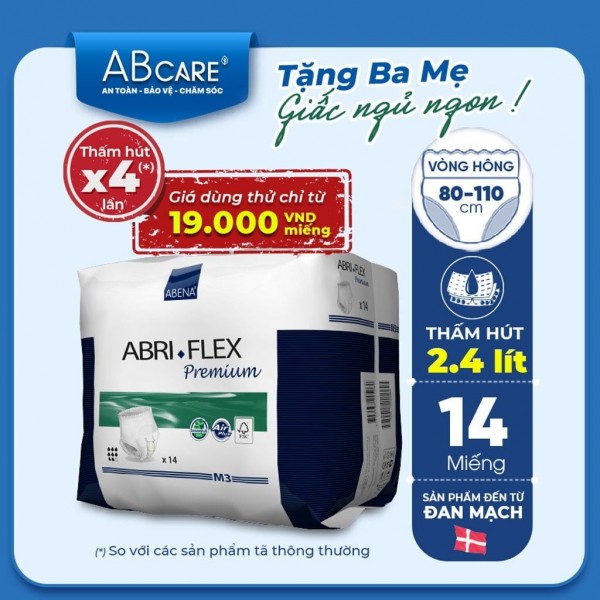 Tã quần người lớn Abri Flex Premium M3 - 2400ml (14 miếng)