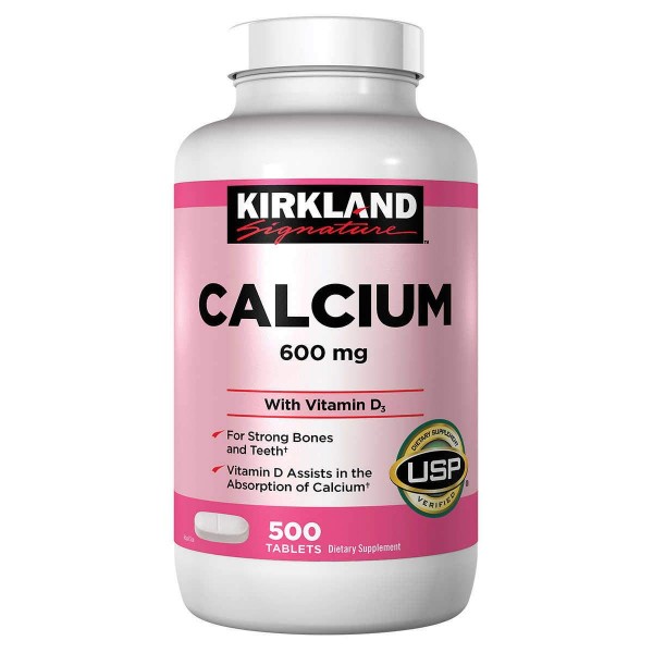 Kirkland Signature, Calcium 600 mg + D3 500 Count ORSCz (Pack of 4)