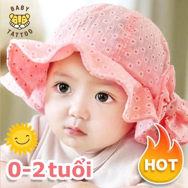 [HCM]Nón chống nắng cho bé / Nón rộng vành bé gái thêu hoa siêu dễ thương HOT  0-1-2 tuổi