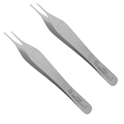 OSUNG Adson Tissue Plier 120mm, 1 x 2 teeth 122mm long, PT42, 2 pcs