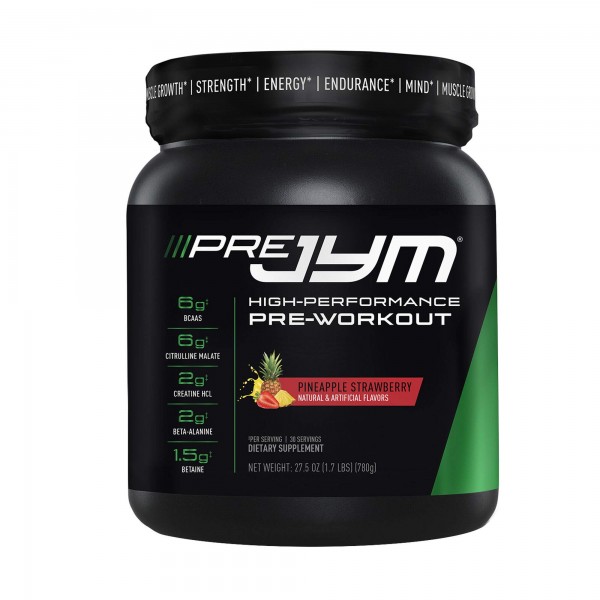 Pre JYM Pineapple Strawberry Pre Workout Powder - BCAAs, Creatine HCI, Citrulline Malate, Beta-Alanine, Betaine, and More | JYM Supplement Science ...