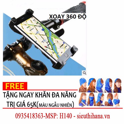 Giá đỡ điện thoại gắn tay lái xe đạp và moto tặng khăn phượt  msp140