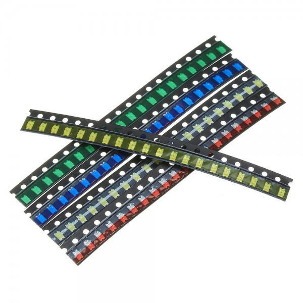 1000Pcs 5 Colors 200 Each 1206 LED Diode Assortment SMD LED Diode Kit Green/RED/White/Blue/Yellow