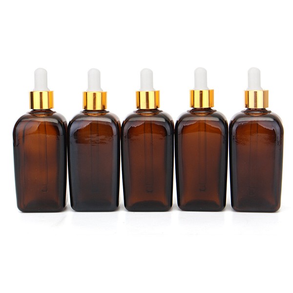 5Pcs Amber Glass Liquid Pipette Perfume Bottles Essential Oil Toner Bottle Reusable Bottle