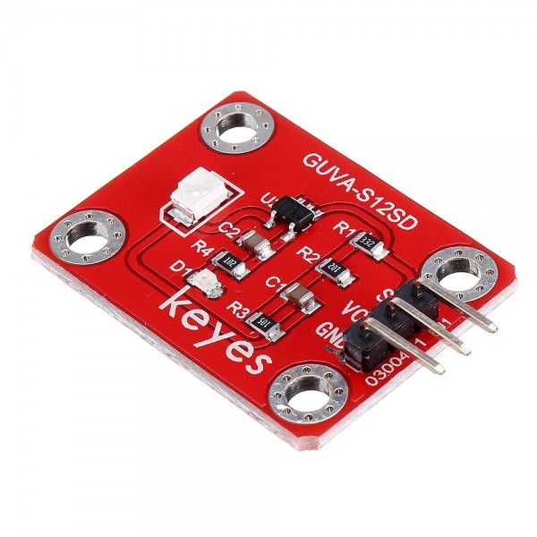 Keyes Brick GUVA-S12SD 3528 Ultraviolet Sensor(Pad hole) with Pin Header Module Analog Signal 240-370nm