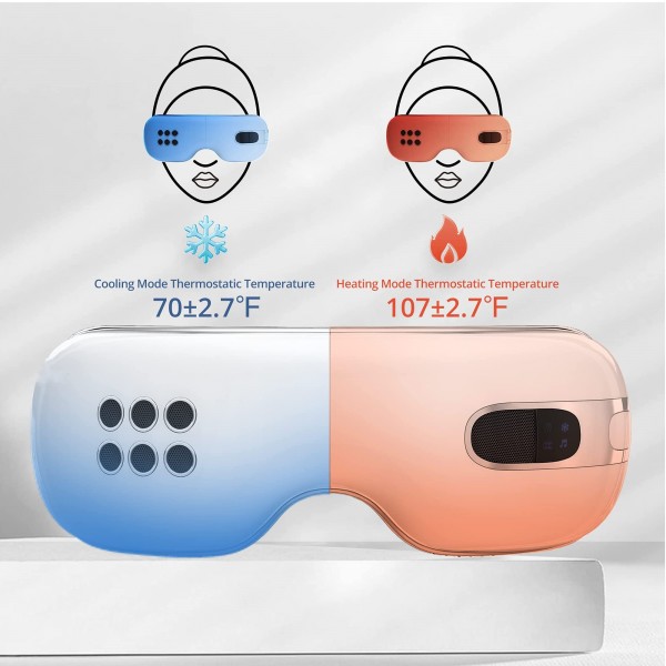 Eye Massager with Heat and Cooling Eye Massager for Migraine Relieve Eye Redness Pain Eye Strain Dark Circles Eye Bags Dry Eye Sleeping Improving