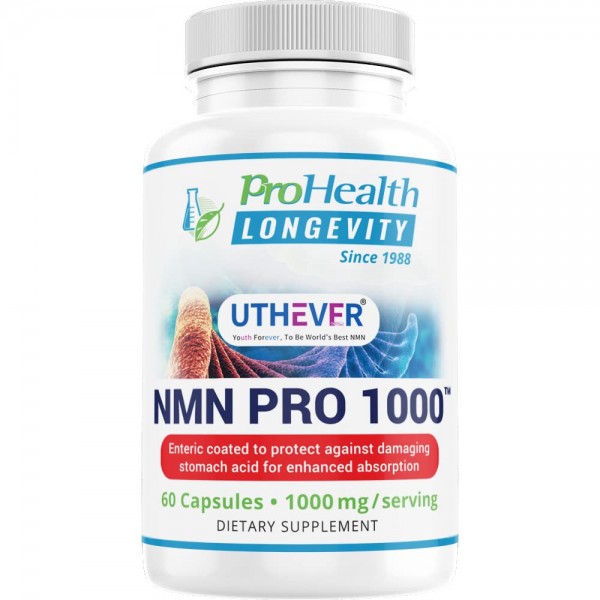 ProHealth Longevity NMN Pro 1000 Enhanced Absorption - Uthever Brand - World’s Most Trusted Ultra-Pure, stabilized, Pharmaceutical Grade NMN to Boo...