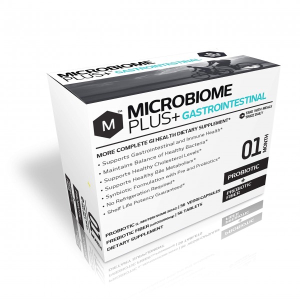 Microbiome Plus Gastrointestinal Probiotics L Reuteri NCIMB 30242 and Prebiotics scFOS, GI Digestive Supplements, Allergy Safe, Gluten-Free Probiot...