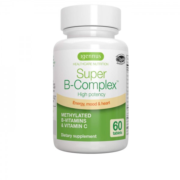 Super B-Complex – Methylated Sustained Release B Complex & Vitamin C, Folate & Methylcobalamin, Vegan, 360 Tablets (6x60)