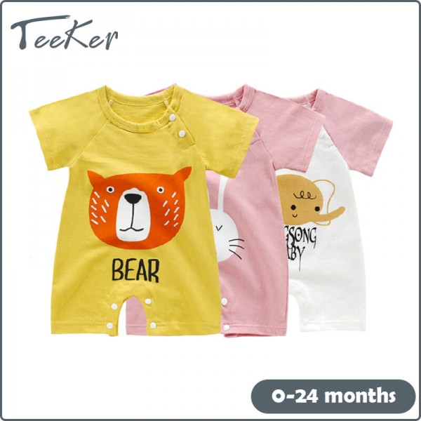 Teeker Bé Sơ Sinh Bodysuits Chàng Trai Cô Gái Quần Áo Mới Mùa Hè Một Mảnh Quần Áo Trẻ Cotton Ngắn Tay Áo Mỏng Jumpsuit 0-1 Năm