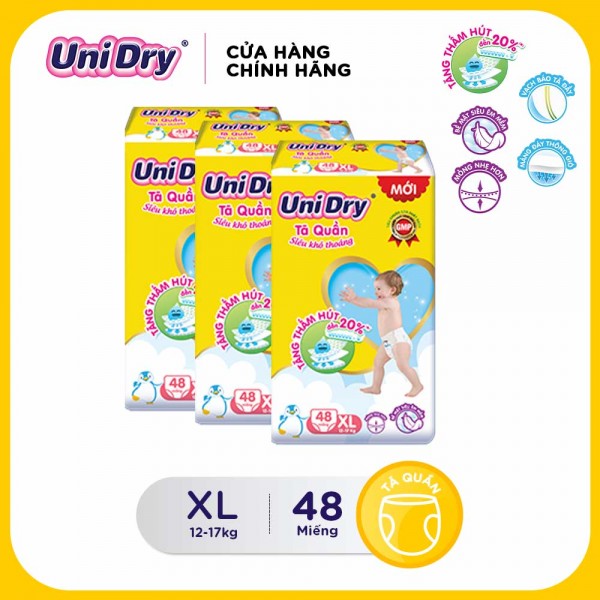 Combo 3 tã quần gói Jumbo Unidry size XL (48 miếng) - Phiên bản mới