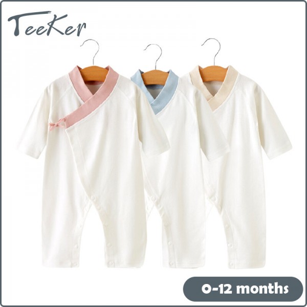 [Teeker] 1 Bộ Quần Áo Trẻ Sơ Sinh Bộ Đồ Ngủ Bằng Cotton Bộ Đồ Liền Quần Dài Tay Cho Bé Trai & Bé Gái (0-9mth)