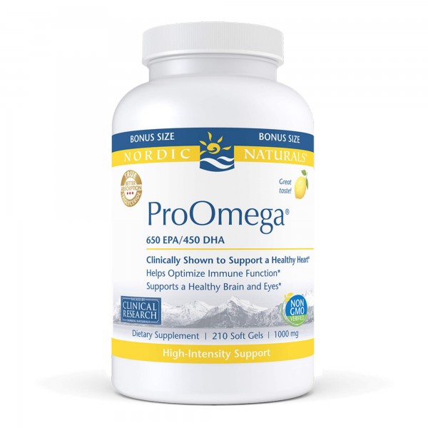 Nordic Naturals ProOmega, Lemon Flavor - 210 Soft Gels - 1280 mg Omega-3 - High-Potency Fish Oil with EPA & DHA - Promotes Brain, Eye, Heart, & Imm...