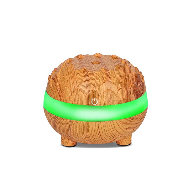 300ml Wood Grain Ultrasonic Air Humidifier Quiet Air Purifier Essential Oil Diffuser with7 Colors LED Lights