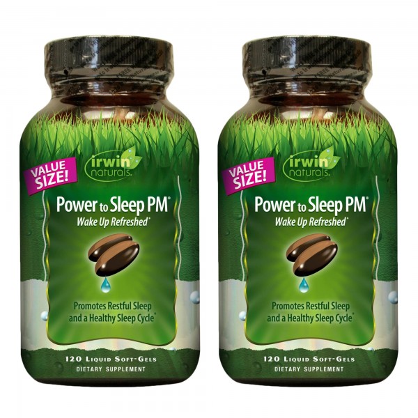 Irwin Naturals Power to Sleep PM - 120 Liquid Soft-Gels, Pack of 2 - with Melatonin, GABA, Ashwagandha, Valerian Root & L-Theanine - 120 Total Serv...