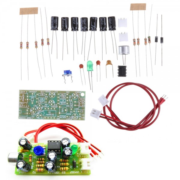 Microphone Pickup Audio Microphone Amplifier Module DIY Kit Dual Track Output Gain Adjustable DC 12V 3.5mA MIC Sound Voi