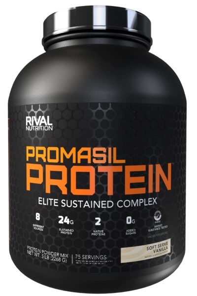 Rivalus Promasil Elite Multi-Source Protein, Soft-Serve, White, Vanilla, 5 Pound (Pack of 1), 80 Ounce