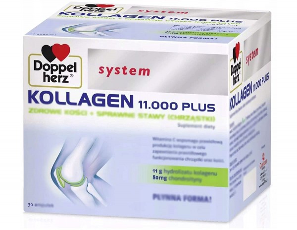 Polpharma Doppelherz System Collagen Kollagen 11.000 Plus, Joint Health and Mobility. Made in Poland. Polish Distribution, Polish Language.