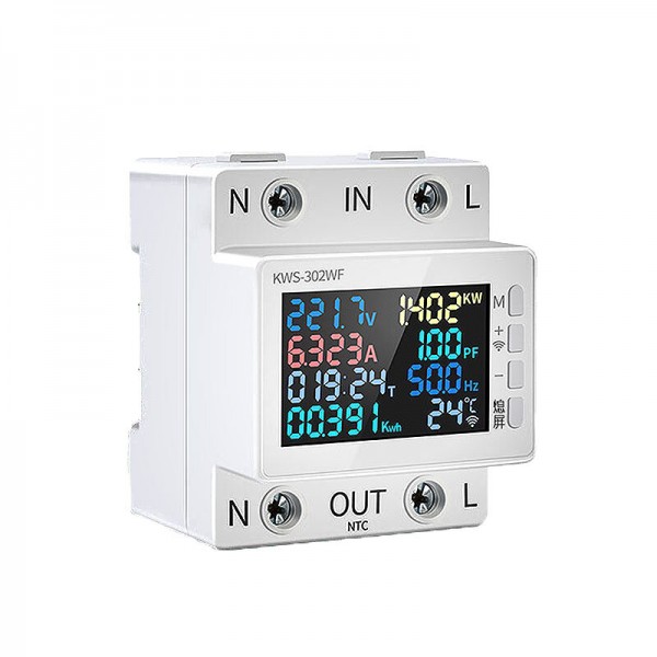 AC170-270V/63A WiFi Smart Voltmeter Ammeter Digital Power Energy Meter Tester APP Remote Control Electrical Frequency Fa