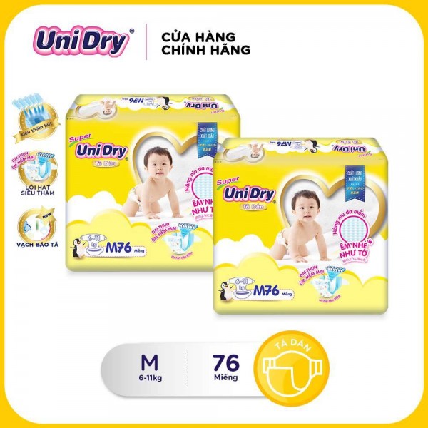 [Freeship] Combo 2 tã dán Unidry gói Super Jumbo size M (76 miếng)