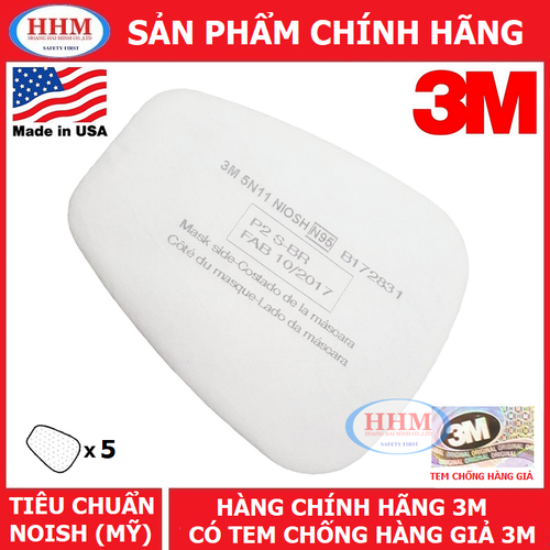 Tấm lọc 3m 5n11 - 5 miếng - hàng chính hãng - tiêu chuẩn n95