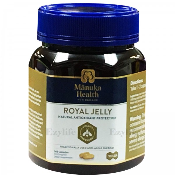 Manuka Health 10hda Royal Jelly 1000mg 180 & 365 Capsules 100% Pure Royal Jelly Immune System Booster & Supports Skin Health & Vitality (365)