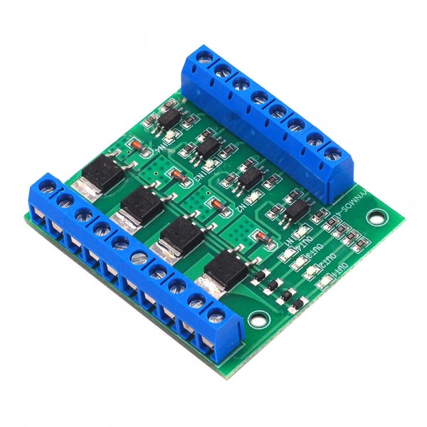 4-Channel MOS FET PLC Amplifier Board Driver Module PWM 3-20V to 3.7-27V DC 10A Optocoupler Isolation Module Accessories