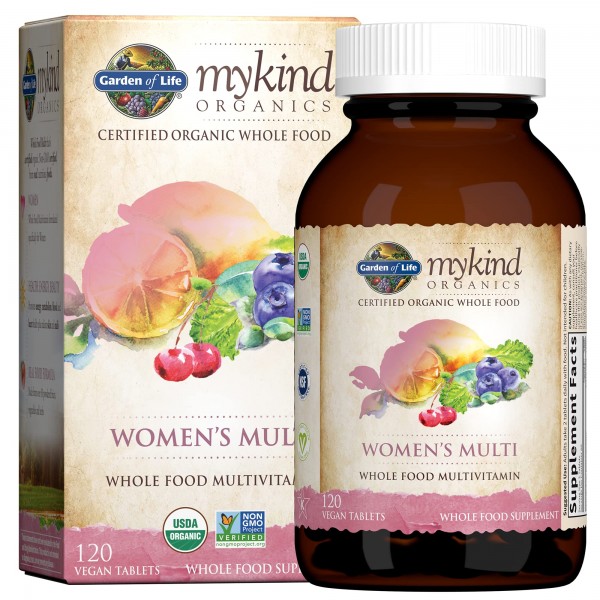 Organic Multivitamin for Women by Garden of Life, mykind Organics Womens Multi with Vitamin C, D, Folate, B6, B12, Biotin, Iron, Vegan Whole Food V...