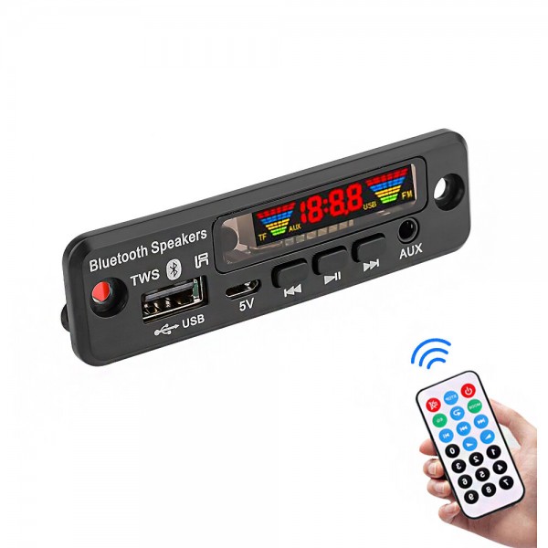 3Pcs5V Bluetooth 5.0 MP3 Decoder LED Spectrum Display APE Lossless Decoding TWS Support FM USB AUX EQ Car Accessories