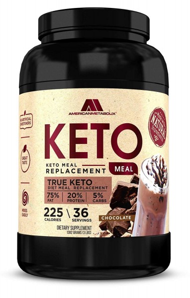 American Metabolix Keto Meal Replacement Shake with powder butter, Chocolate - low carb, high fat keto shake. Promotes weight loss Suppresses Appet...