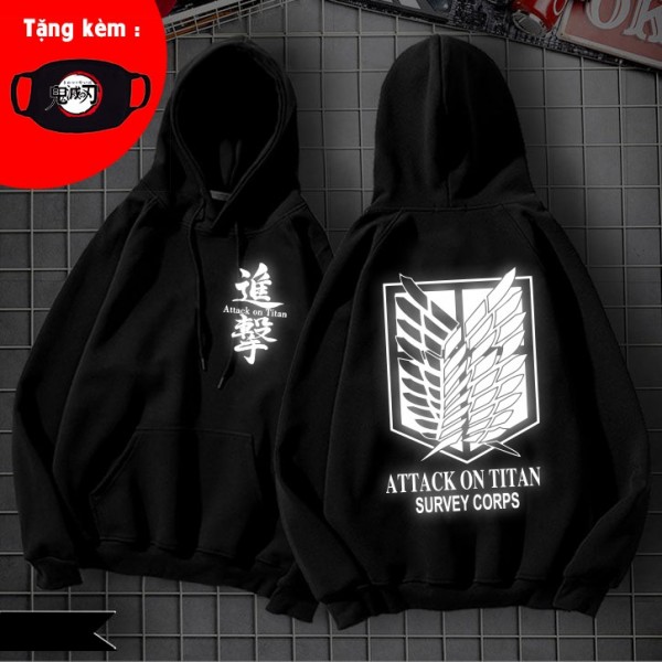 HOODIE Attack on Titan phản quang cực HOT khuyến mại khủng giá rẻ dẹp