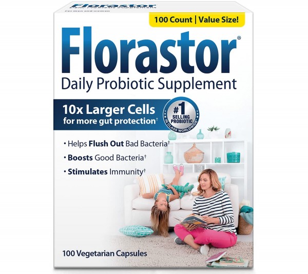 Florastor Daily Probiotic Supplement for Women and Men, Proven to Support Digestive Health, Saccharomyces Boulardii CNCM I-745 (100 Capsules)