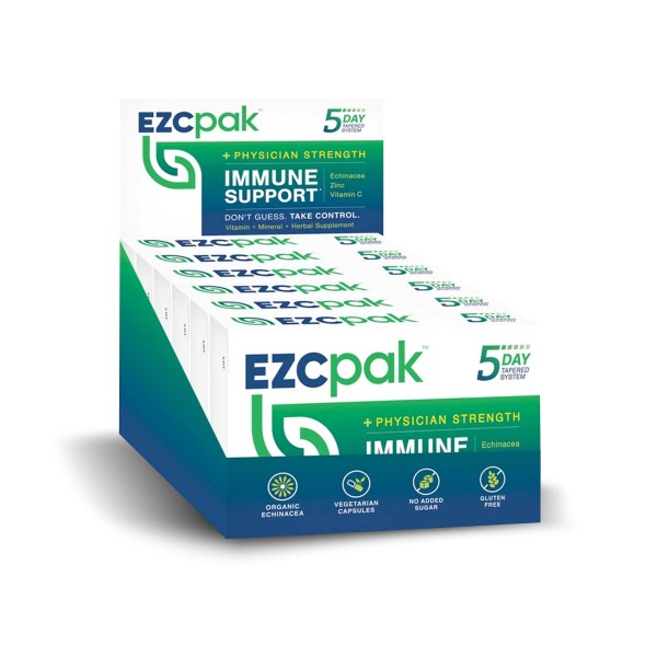 EZC Pak 5-Day Tapered Immune Support with Echinacea, Vitamin C and Zinc for Immune Support (Pack of 6)