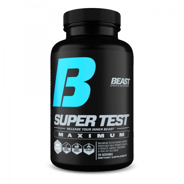 Beast Sports Nutrition Super Test Maximum - 120 Capsules - Boost Natural Testosterone Levels - Maximize Strength, Burn Body Fat, Faster Recovery & ...